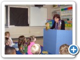 This puppet plays the guessing game to see if the children can figure out her name.